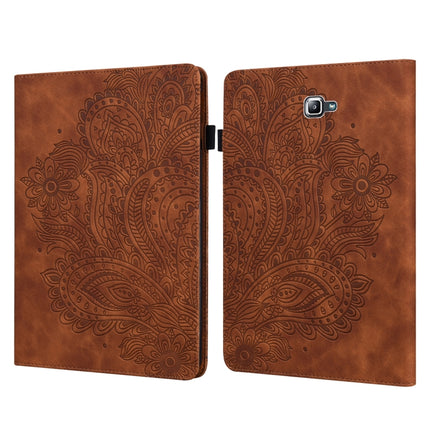 For Samsung Galaxy Tab A 10.1 (2016) T580 Peacock Embossed Pattern TPU + PU Horizontal Flip Leather Case with Holder & Card Slots & Wallet(Brown)-garmade.com