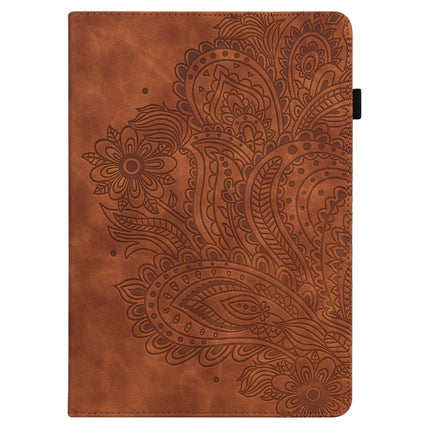 For Samsung Galaxy Tab A 10.1 (2016) T580 Peacock Embossed Pattern TPU + PU Horizontal Flip Leather Case with Holder & Card Slots & Wallet(Brown)-garmade.com