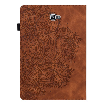 For Samsung Galaxy Tab A 10.1 (2016) T580 Peacock Embossed Pattern TPU + PU Horizontal Flip Leather Case with Holder & Card Slots & Wallet(Brown)-garmade.com