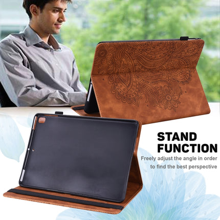 For Samsung Galaxy Tab A 10.1 (2016) T580 Peacock Embossed Pattern TPU + PU Horizontal Flip Leather Case with Holder & Card Slots & Wallet(Brown)-garmade.com