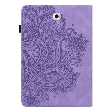 For Samsung Galaxy Tab S2 9.7 T815 Peacock Embossed Pattern TPU + PU Horizontal Flip Leather Case with Holder & Card Slots & Wallet(Purple)-garmade.com