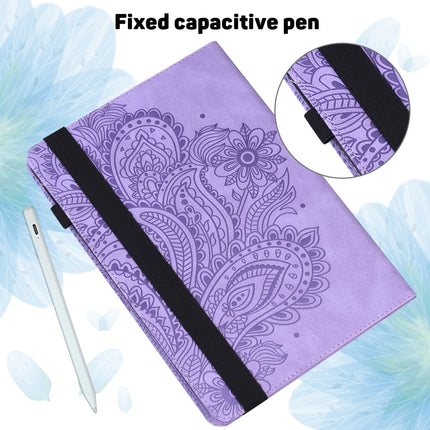 For Samsung Galaxy Tab S2 9.7 T815 Peacock Embossed Pattern TPU + PU Horizontal Flip Leather Case with Holder & Card Slots & Wallet(Purple)-garmade.com