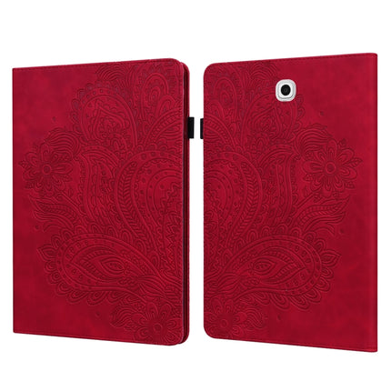 For Samsung Galaxy Tab S2 9.7 T815 Peacock Embossed Pattern TPU + PU Horizontal Flip Leather Case with Holder & Card Slots & Wallet(Red)-garmade.com