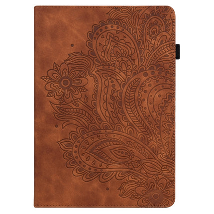 For Samsung Galaxy Tab S2 9.7 T815 Peacock Embossed Pattern TPU + PU Horizontal Flip Leather Case with Holder & Card Slots & Wallet(Brown)-garmade.com