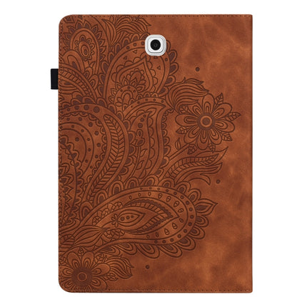 For Samsung Galaxy Tab S2 9.7 T815 Peacock Embossed Pattern TPU + PU Horizontal Flip Leather Case with Holder & Card Slots & Wallet(Brown)-garmade.com