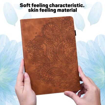 For Samsung Galaxy Tab S2 9.7 T815 Peacock Embossed Pattern TPU + PU Horizontal Flip Leather Case with Holder & Card Slots & Wallet(Brown)-garmade.com