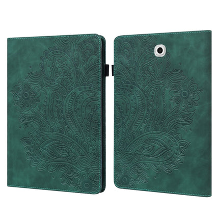 For Samsung Galaxy Tab S2 9.7 T815 Peacock Embossed Pattern TPU + PU Horizontal Flip Leather Case with Holder & Card Slots & Wallet(Green)-garmade.com