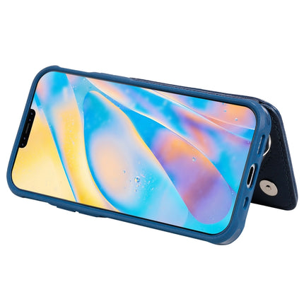 Zipper Double Buckle Shockproof Protective Case with Stand & Photo Holder & Wallet Function For iPhone 12 mini(Blue)-garmade.com