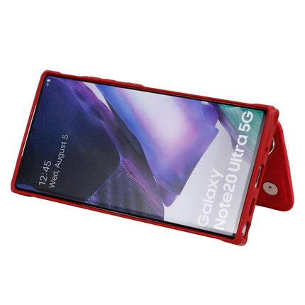 For Samsung Galaxy Note20 Ultra Zipper Double Buckle Shockproof Protective Case with Stand & Photo Holder & Wallet Function(Red)-garmade.com