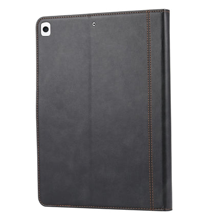 For iPad 10.2 Calf Texture Double Fold Clasp Horizontal Flip Leather Case with Photo Frame & Holder & Card Slots & Wallet(Black)-garmade.com