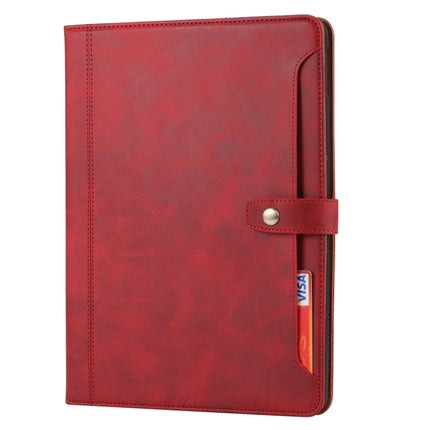 For iPad 10.2 Calf Texture Double Fold Clasp Horizontal Flip Leather Case with Photo Frame & Holder & Card Slots & Wallet(Red)-garmade.com