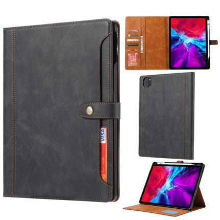 For iPad Pro 11 inch (2020) Calf Texture Double Fold Clasp Horizontal Flip Leather Tablet Case with Photo Frame & Holder & Card Slots & Wallet(Black)-garmade.com