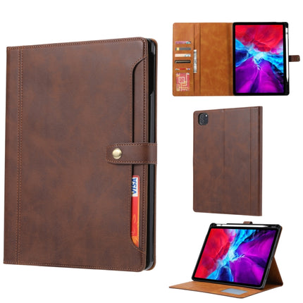 For iPad Pro 11 inch (2020) Calf Texture Double Fold Clasp Horizontal Flip Leather Tablet Case with Photo Frame & Holder & Card Slots & Wallet(Coffee)-garmade.com