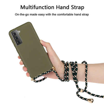 For Samsung Galaxy S21 5G Wheat Straw Material + TPU Protective Case with Lanyard(Army Green)-garmade.com
