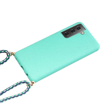 For Samsung Galaxy S21 5G Wheat Straw Material + TPU Protective Case with Lanyard(Green)-garmade.com