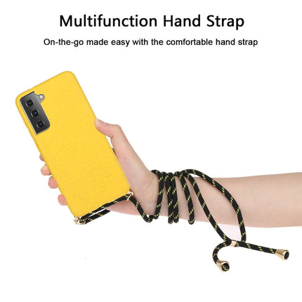 For Samsung Galaxy S21+ 5G Wheat Straw Material + TPU Protective Case with Lanyard(Yellow)-garmade.com