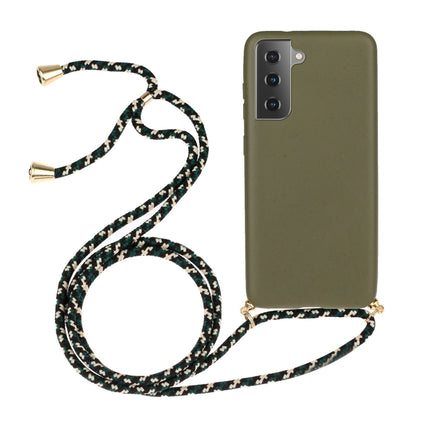 For Samsung Galaxy S21+ 5G Wheat Straw Material + TPU Protective Case with Lanyard(Army Green)-garmade.com