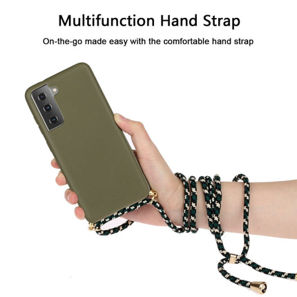 For Samsung Galaxy S21+ 5G Wheat Straw Material + TPU Protective Case with Lanyard(Army Green)-garmade.com