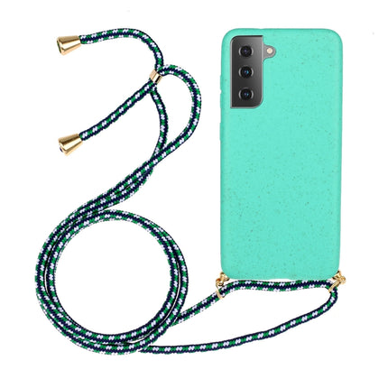 For Samsung Galaxy S21+ 5G Wheat Straw Material + TPU Protective Case with Lanyard(Green)-garmade.com