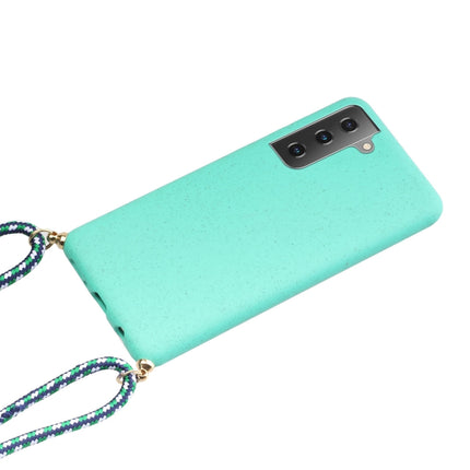 For Samsung Galaxy S21+ 5G Wheat Straw Material + TPU Protective Case with Lanyard(Green)-garmade.com