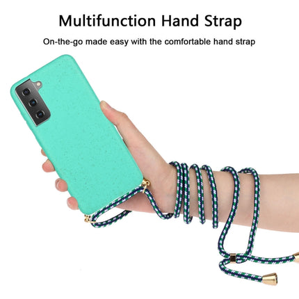 For Samsung Galaxy S21+ 5G Wheat Straw Material + TPU Protective Case with Lanyard(Green)-garmade.com