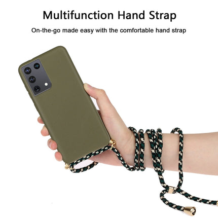 For Samsung Galaxy S21 Ultra 5G Wheat Straw Material + TPU Protective Case with Lanyard(Army Green)-garmade.com