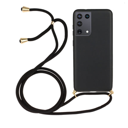 For Samsung Galaxy S21 Ultra 5G Wheat Straw Material + TPU Protective Case with Lanyard(Black)-garmade.com