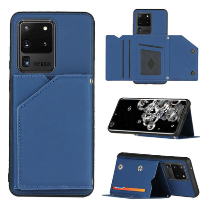 For Samsung Galaxy S20 Ultra Skin Feel PU + TPU + PC Back Cover Shockproof Case with Card Slots & Holder & Photo Frame(Royal Blue)-garmade.com