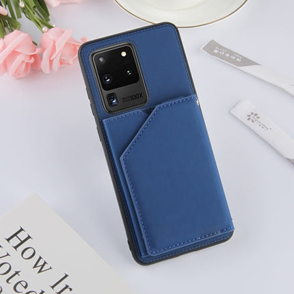 For Samsung Galaxy S20 Ultra Skin Feel PU + TPU + PC Back Cover Shockproof Case with Card Slots & Holder & Photo Frame(Royal Blue)-garmade.com