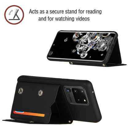 For Samsung Galaxy S20 Ultra Skin Feel PU + TPU + PC Back Cover Shockproof Case with Card Slots & Holder & Photo Frame(Black)-garmade.com