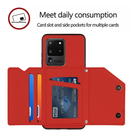 For Samsung Galaxy S20 Ultra Skin Feel PU + TPU + PC Back Cover Shockproof Case with Card Slots & Holder & Photo Frame(Red)-garmade.com