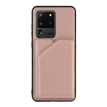 For Samsung Galaxy S20 Ultra Skin Feel PU + TPU + PC Back Cover Shockproof Case with Card Slots & Holder & Photo Frame(Rose Gold)-garmade.com