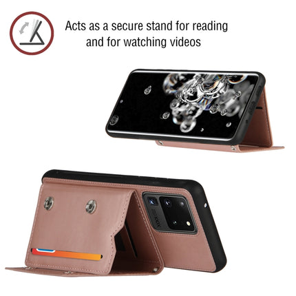 For Samsung Galaxy S20 Ultra Skin Feel PU + TPU + PC Back Cover Shockproof Case with Card Slots & Holder & Photo Frame(Rose Gold)-garmade.com
