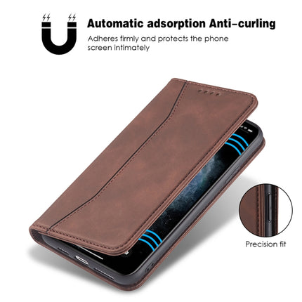 Skin-feel Calfskin Texture Magnetic Dual-Fold Horizontal Flip Leather Case with Holder & Card Slots & Wallet For iPhone 11(Coffee)-garmade.com