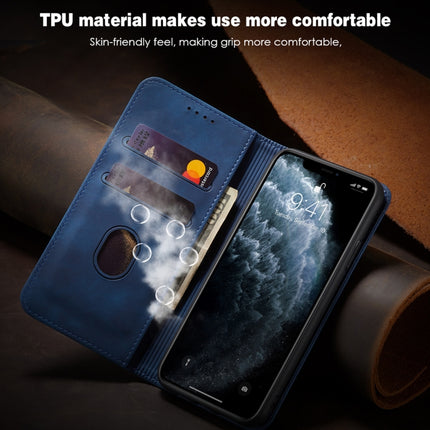 Skin-feel Calfskin Texture Magnetic Dual-Fold Horizontal Flip Leather Case with Holder & Card Slots & Wallet For iPhone 11(Blue)-garmade.com