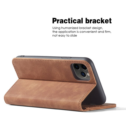Skin-feel Calfskin Texture Magnetic Dual-Fold Horizontal Flip Leather Case with Holder & Card Slots & Wallet For iPhone 11(Brown)-garmade.com