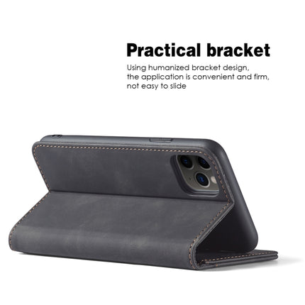 Skin-feel Calfskin Texture Magnetic Dual-Fold Horizontal Flip Leather Case with Holder & Card Slots & Wallet For iPhone 11 Pro(Black)-garmade.com