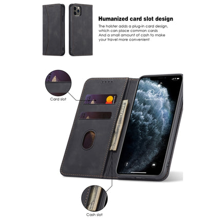 Skin-feel Calfskin Texture Magnetic Dual-Fold Horizontal Flip Leather Case with Holder & Card Slots & Wallet For iPhone 11 Pro(Black)-garmade.com