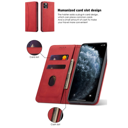 Skin-feel Calfskin Texture Magnetic Dual-Fold Horizontal Flip Leather Case with Holder & Card Slots & Wallet For iPhone 11 Pro Max(Red)-garmade.com