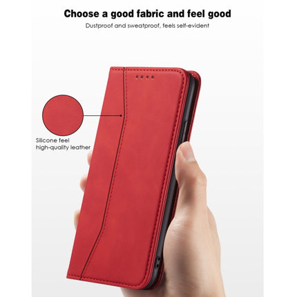 Skin-feel Calfskin Texture Magnetic Dual-Fold Horizontal Flip Leather Case with Holder & Card Slots & Wallet For iPhone 11 Pro Max(Red)-garmade.com