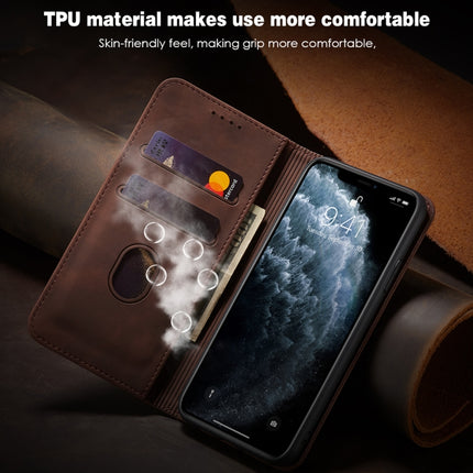 Skin-feel Calfskin Texture Magnetic Dual-Fold Horizontal Flip Leather Case with Holder & Card Slots & Wallet For iPhone 11 Pro Max(Coffee)-garmade.com