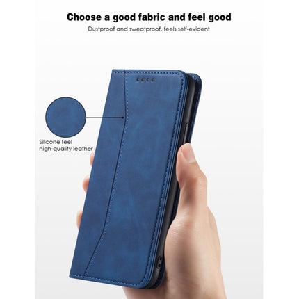 Skin-feel Calfskin Texture Magnetic Dual-Fold Horizontal Flip Leather Case with Holder & Card Slots & Wallet For iPhone 11 Pro Max(Blue)-garmade.com