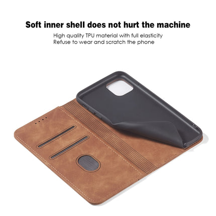 Skin-feel Calfskin Texture Magnetic Dual-Fold Horizontal Flip Leather Case with Holder & Card Slots & Wallet For iPhone 11 Pro Max(Brown)-garmade.com