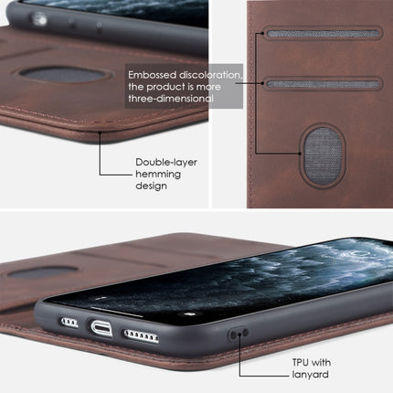 Skin-feel Calfskin Texture Magnetic Dual-Fold Horizontal Flip Leather Case with Holder & Card Slots & Wallet For iPhone 12 mini(Brown)-garmade.com
