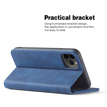 Skin-feel Calfskin Texture Magnetic Dual-Fold Horizontal Flip Leather Case with Holder & Card Slots & Wallet (Blue)-garmade.com