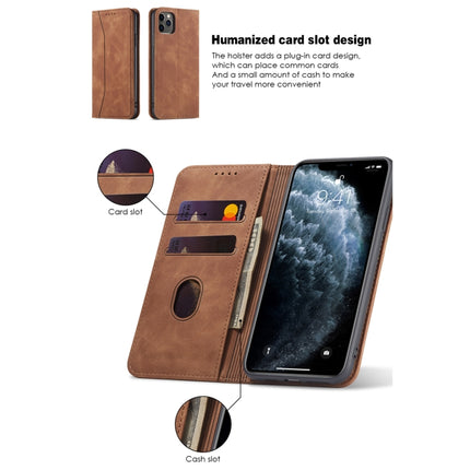 Skin-feel Calfskin Texture Magnetic Dual-Fold Horizontal Flip Leather Case with Holder & Card Slots & Wallet (Brown)-garmade.com