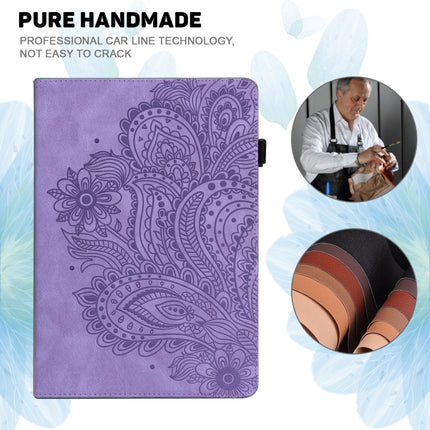Peacock Embossed Pattern TPU + PU Horizontal Flip Leather Case with Holder & Card Slots & Wallet & Sleep / Wake-up Function For iPad 9.7 (2017) & (2018)(Purple)-garmade.com