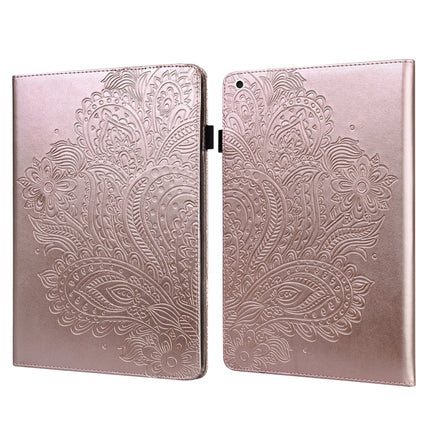 For iPad 10.2 2021 / 2020 / 2019 Peacock Embossed Pattern TPU + PU Horizontal Flip Leather Case with Holder & Card Slots & Wallet & Sleep / Wake-up Function(Rose Gold)-garmade.com