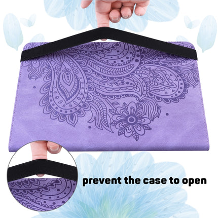 For iPad 10.2 2021 / 2020 / 2019 Peacock Embossed Pattern TPU + PU Horizontal Flip Leather Case with Holder & Card Slots & Wallet & Sleep / Wake-up Function(Purple)-garmade.com