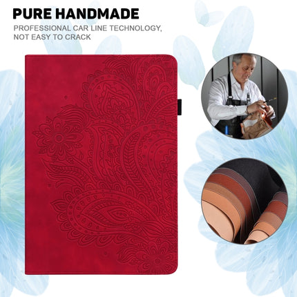 For iPad 10.2 2021 / 2020 / 2019 Peacock Embossed Pattern TPU + PU Horizontal Flip Leather Case with Holder & Card Slots & Wallet & Sleep / Wake-up Function(Red)-garmade.com